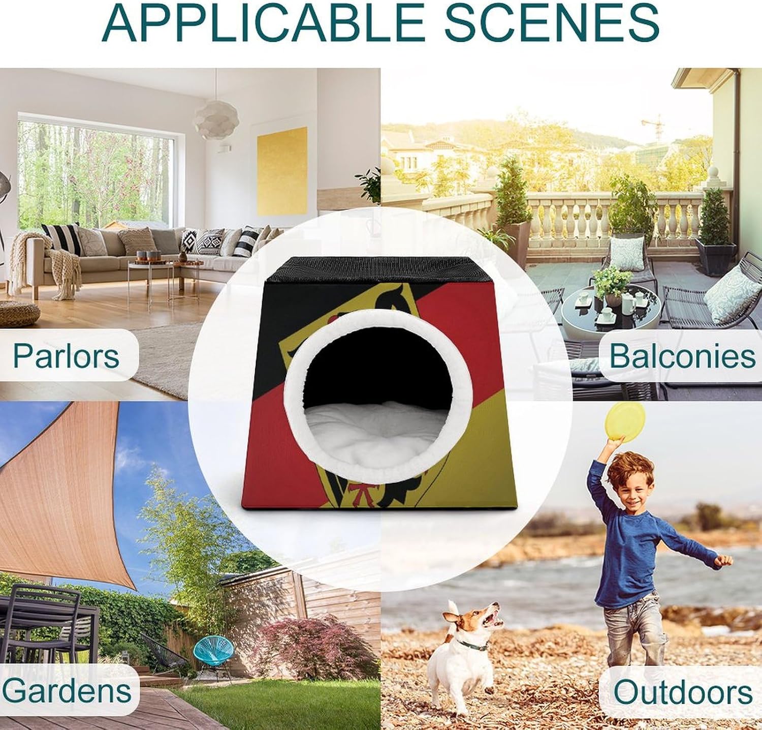 Generic Germany Flag Cat House for Indoor with Spacious Cat Nest, style-27-1