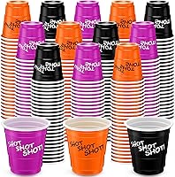 Vista 8 de Lounsweer 100 vasos de plástico para Halloween, vasos desechables de 2 onzas, mini vasos de fiesta de 2 onzas para despedida de soltera, cumpleaños