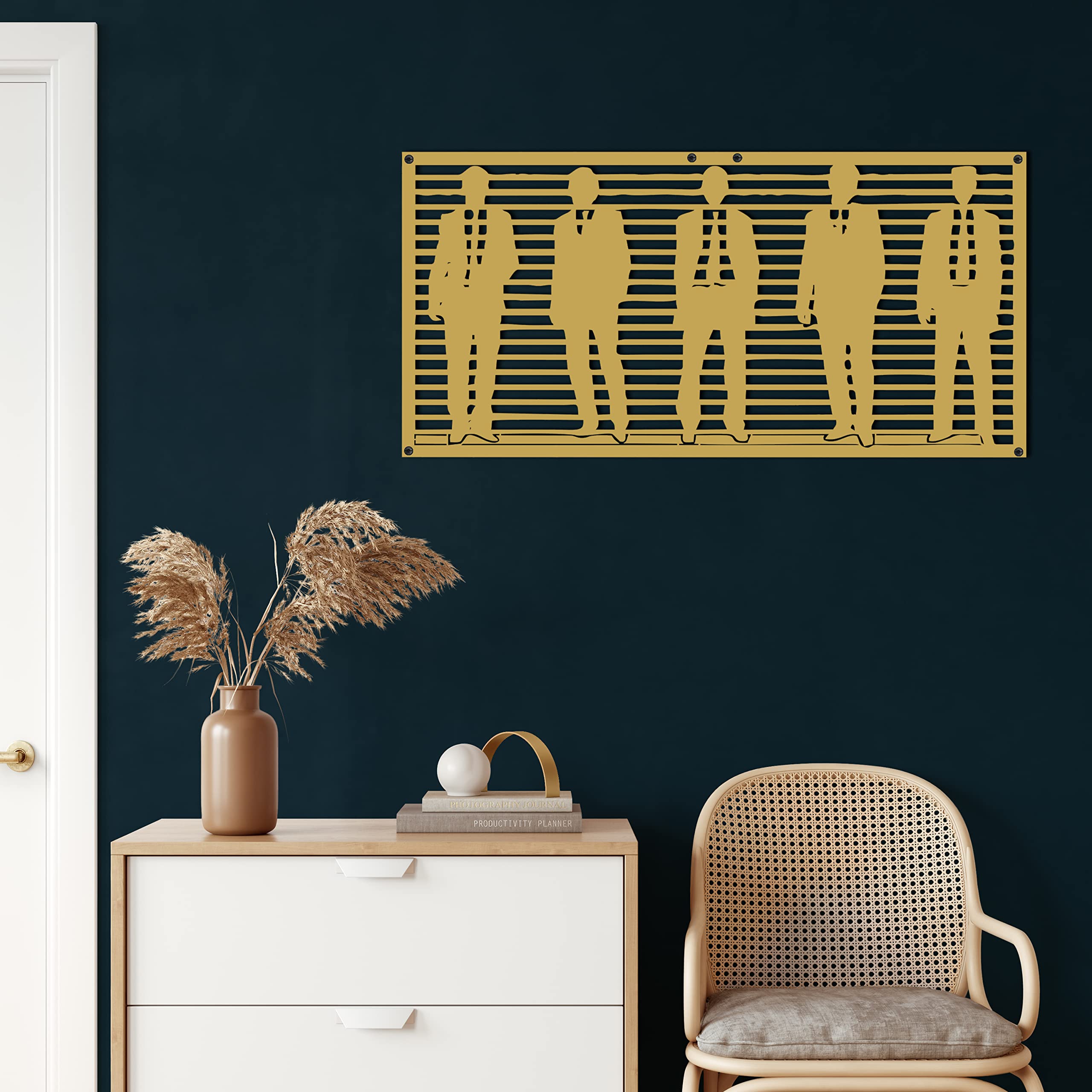 Décoration murale en métal, tendance, pour homme, décoration d'intérieur, salon, décoration murale en métal, décoration intérieure ou extérieure, doré (75 x 39 cm)