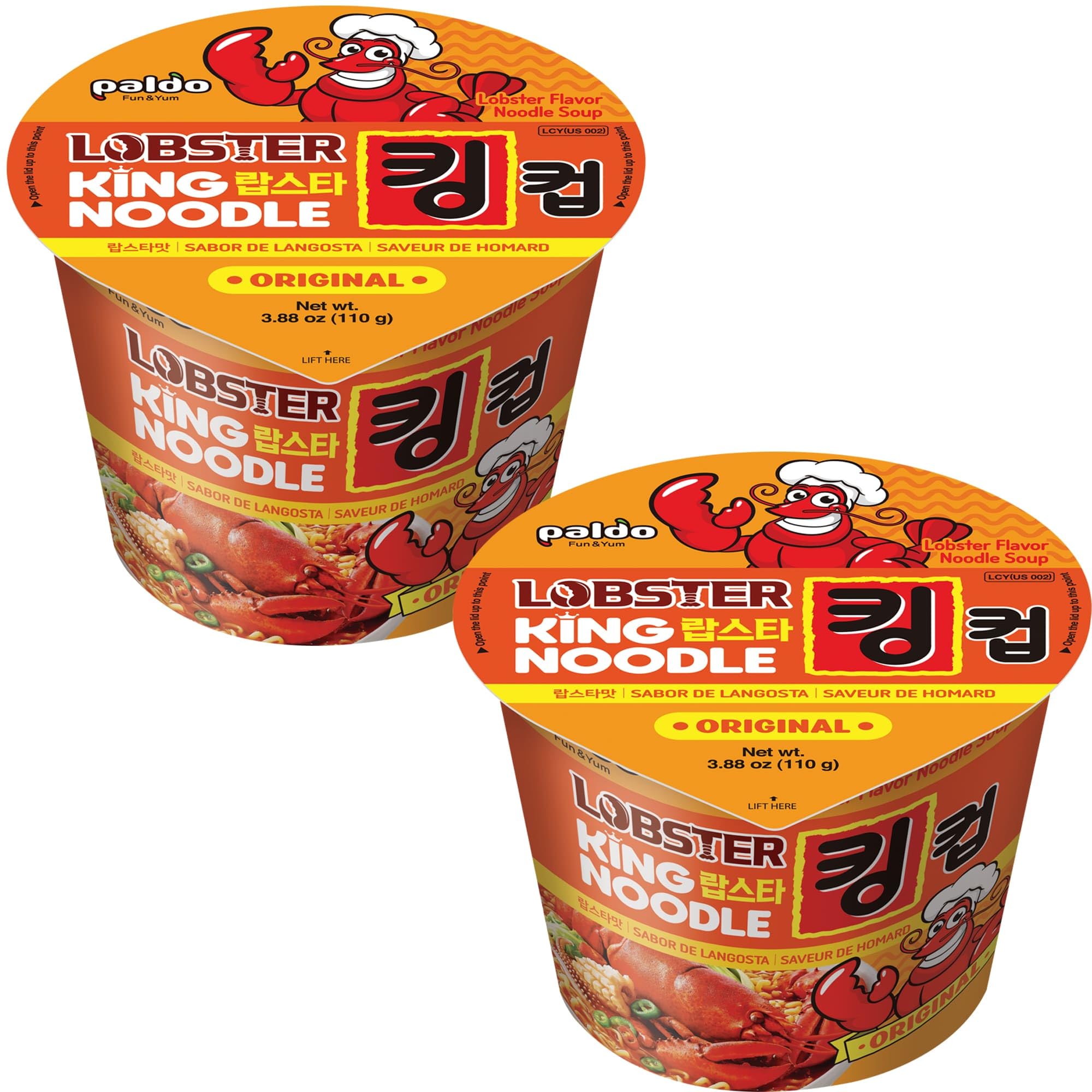 Paldo, Instant Bowl Noodles, Lobster Flavour, 110g 3.88 oz (Pack of 2)