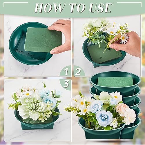 Miniatura 3 de 12 cuencos para arreglos florales de gran tamaño, suministros de arreglos florales redondos de espuma con cuenco, suministros florales con 12