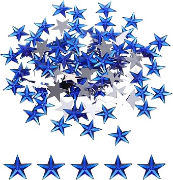 MECCANIXITY 100PCS Acrylic Star Rhinestone 14x14mm Flat Back Plastic Gems for Craft Bead Face Painting Costume Jewelry Making, Sapphire Blue