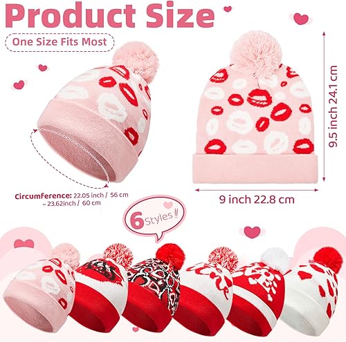 Miniatura 2 de Ramede 6 sombreros de punto para el día de San Valentín, sombrero de Mardi Gras, sombreros del día de San Patricio, sombrero de punto de invierno