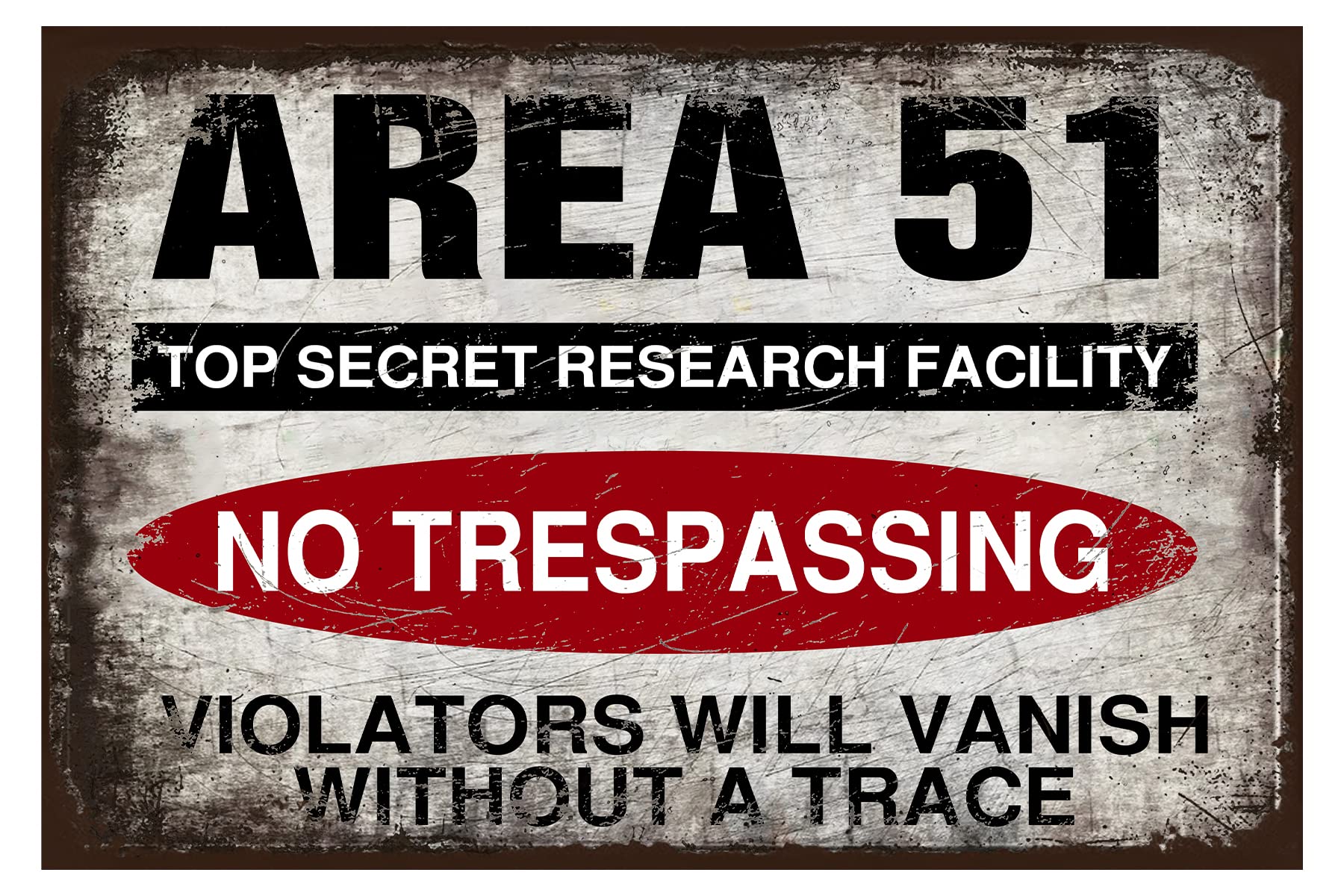 Area 51 Retro No Trespassing Aluminum-tin Sign - Metal Tin Sign Hanging Retro Plaque Kitchen Poster Cafe Bar Pub Store Man cave Art Novelty Designs 12x16inch