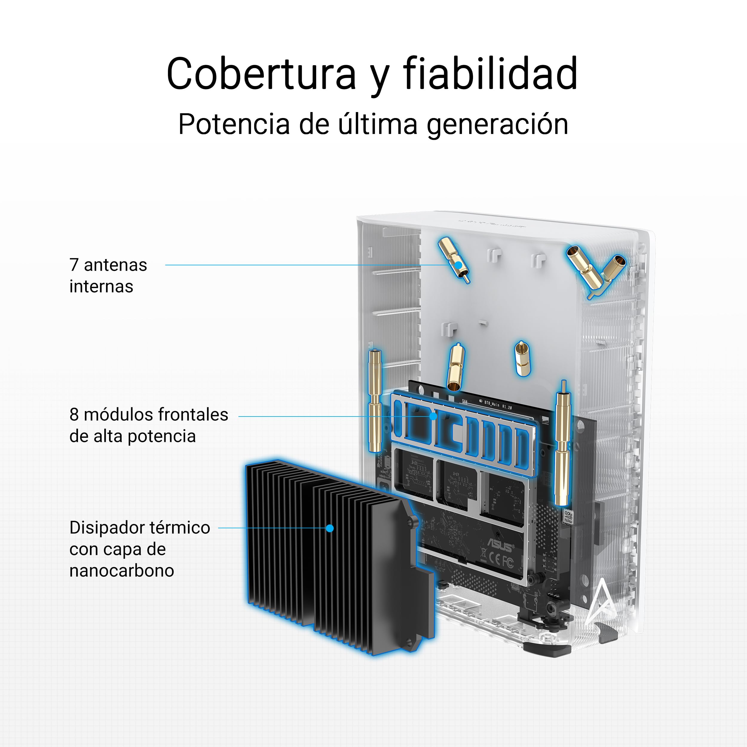 ASUS ZenWiFi BT8 2-Pack - WiFi 7 Mesh tribanda, 14 Gbps, Dos Puertos 2,5G, Seguridad y Control Parental incluidos, Smart Home Master SSIDs, 4G & 5G Mobile Tethering, Blanco