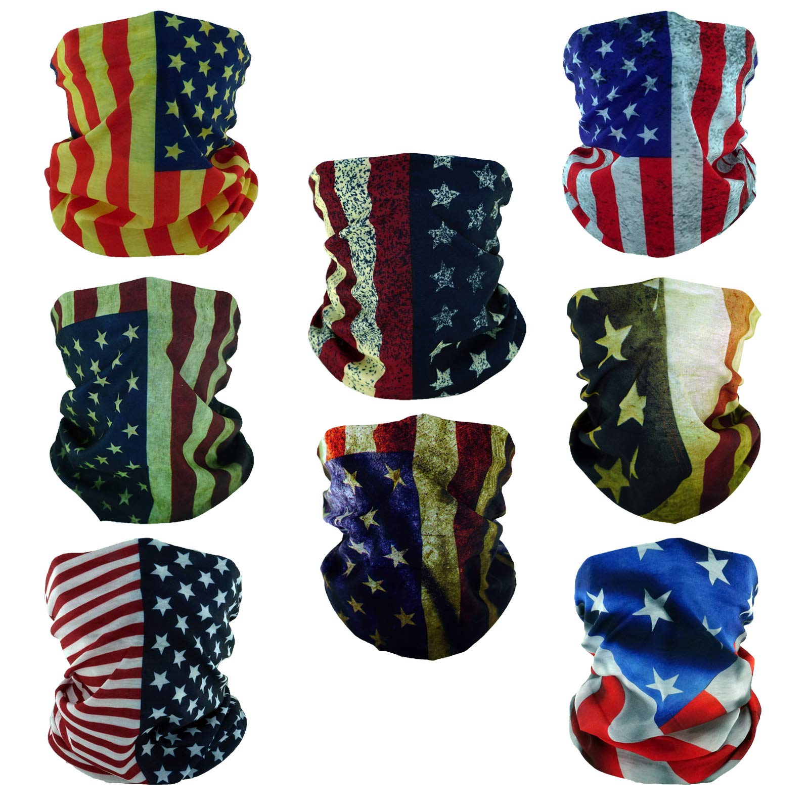 Smehcf Unisex 8X Us Flag Seamless Half Face Mask 8 Us Flag Headband Bandana Balaclava Half Face Mask Shield Head Hair Scarf Neck Gaiter Hat Multipurpose For Women Men Breathable Reusable Washable Retro
