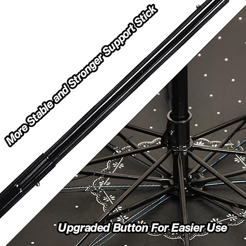 Miniatura 8 de WANLIAN Paraguas plegable a prueba de rayos ultravioleta de encaje princesa Cúpula Anti-uv Parasol Decoraciones de boda Accesorios para sesión de