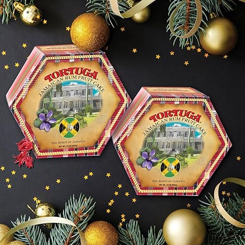 Miniatura 3 de Tortuga Pastel de frutas de Navidad jamaicano, 23 onzas, un exquisito pastel de frutas con ron para rellenar calcetines, cestas de regalo, tortuga