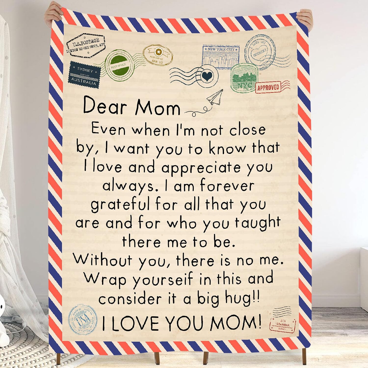 Custom Throw Blanket for Mom, Super Warm Blanket Mother's Day to My Mom, Valentines Day Christmas Anniversary Birthday Gifts for Mommy from Daughter Son
