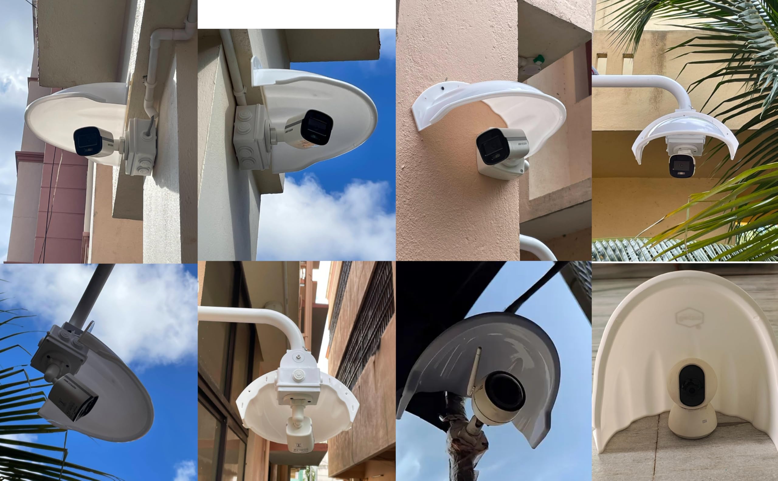 Bectro PVC Outdoor CCTV Camera Shade Cover | Weather Protection Cap Against Rain, Heat & Direct Sunlight | White 2