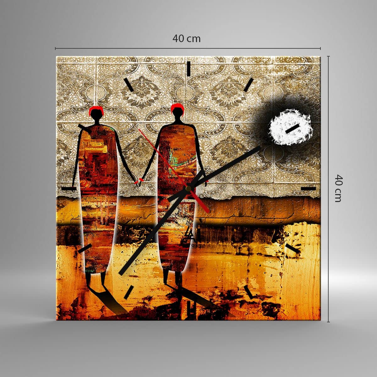 Reloj de Vidrio 40x40cm Cuadrado Decorativo Abstracto Personas - 0659