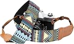 Padwa Lifestyle Camera Strap - 2" Wide Double Layer Cowhide Head Cotton Strap,Vintage Jacquard Embroidery Universal Neck & Shoulder Camera Straps for Photographers and All DSLR Cameras (Brown flower)