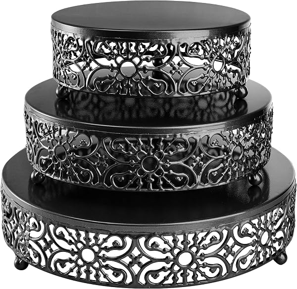 Hedume Black Round Cake Stand Set of 3