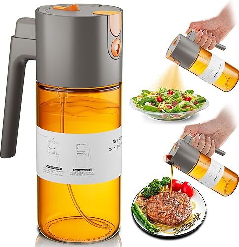 Miniatura 12 de Pulverizador de Aceite 2 en 1 Mejorado para Cocinar, Botella Dispensadora de Aceite de Oliva de Vidrio con Bloqueo de Luz de 17 oz para Cocina,