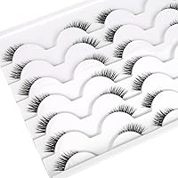 Vista 9 de Medias pestañas postizas con banda transparente, finas, estilo ojo de gato, naturales, cortas, pequeñas, acento 3/4, de visón sintético, tiras