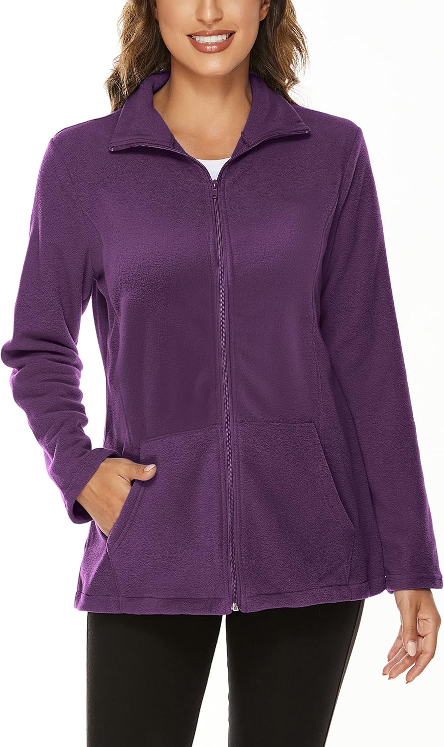 Hibelle Women's Outdoor Full-Zip Thermal Fleece Jacket with Pockets