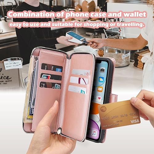 Miniatura 5 de ZCDAYE Funda para Samsung Galaxy S23, Samsung S23 Wallet Phone Case, Premium Zipper Large Space Flip Funda de cuero para Samsung S23, oro rosa