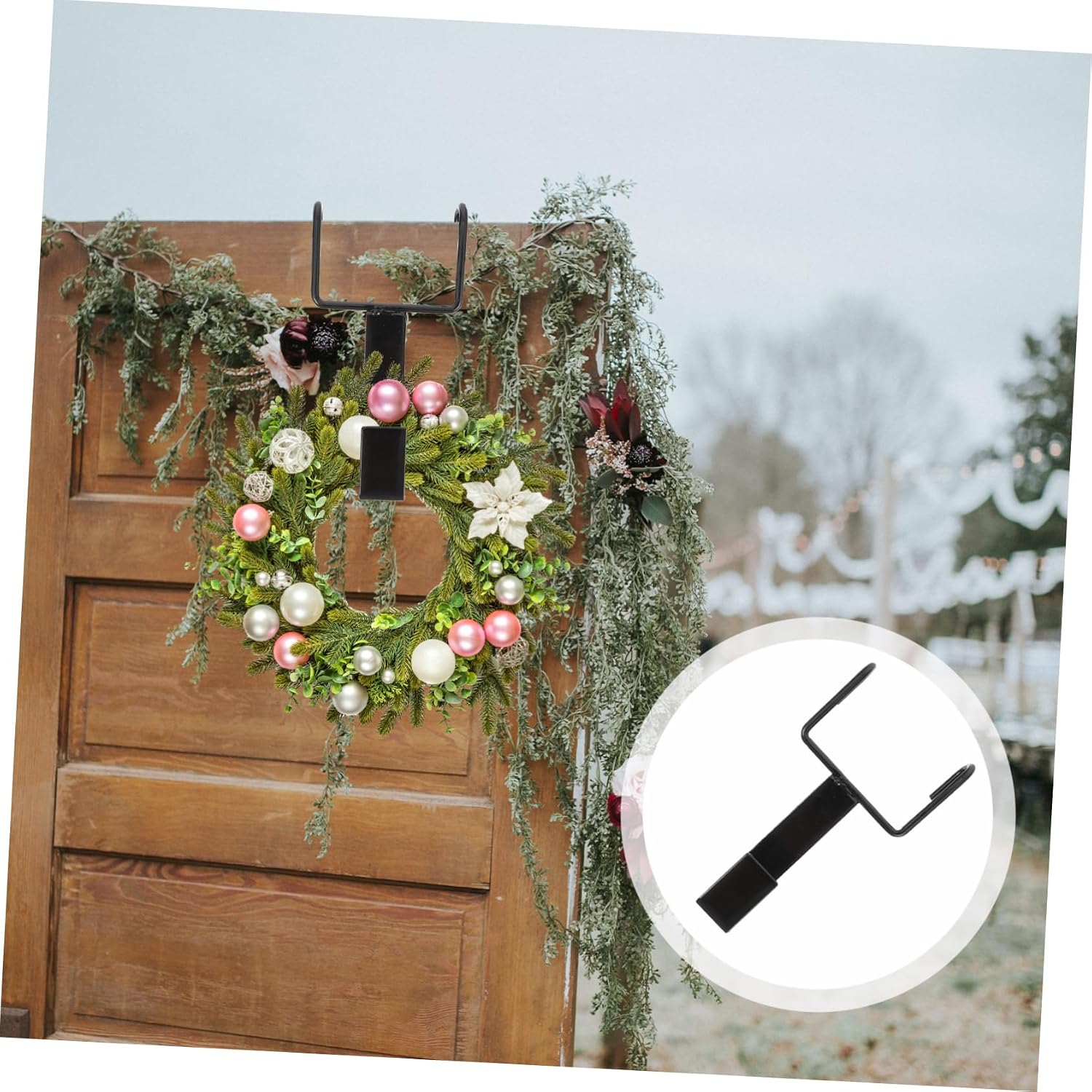 2 Pcs Multipurpose Wreath Hooks Storage Hangers for Door Wall Home Use for Hanging Wreaths Towels Room Bathroom Office Decor