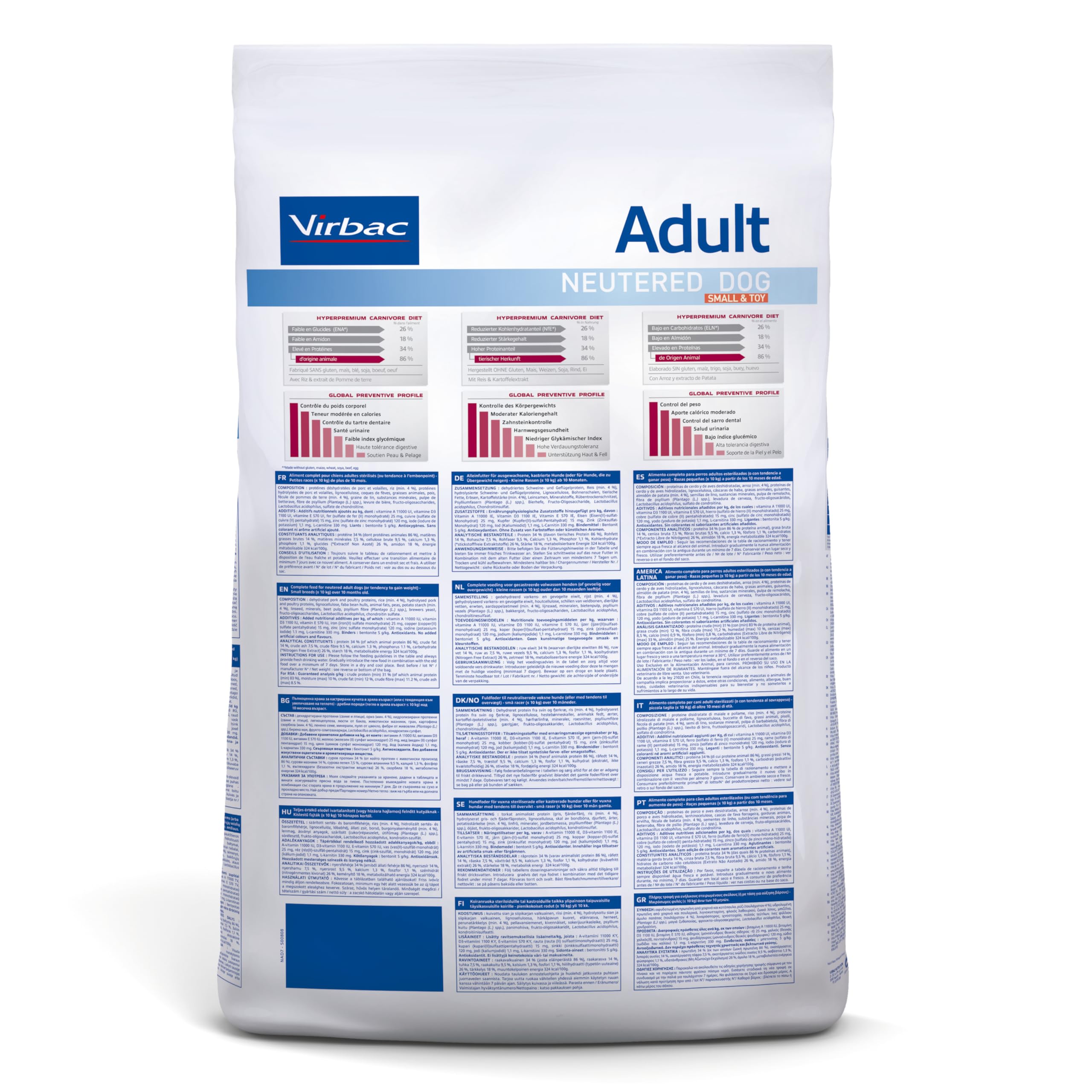 Virbac Veterinary HPM Vet Dog Ad Neutered S & Toy Nourriture pour Chien 7 kg