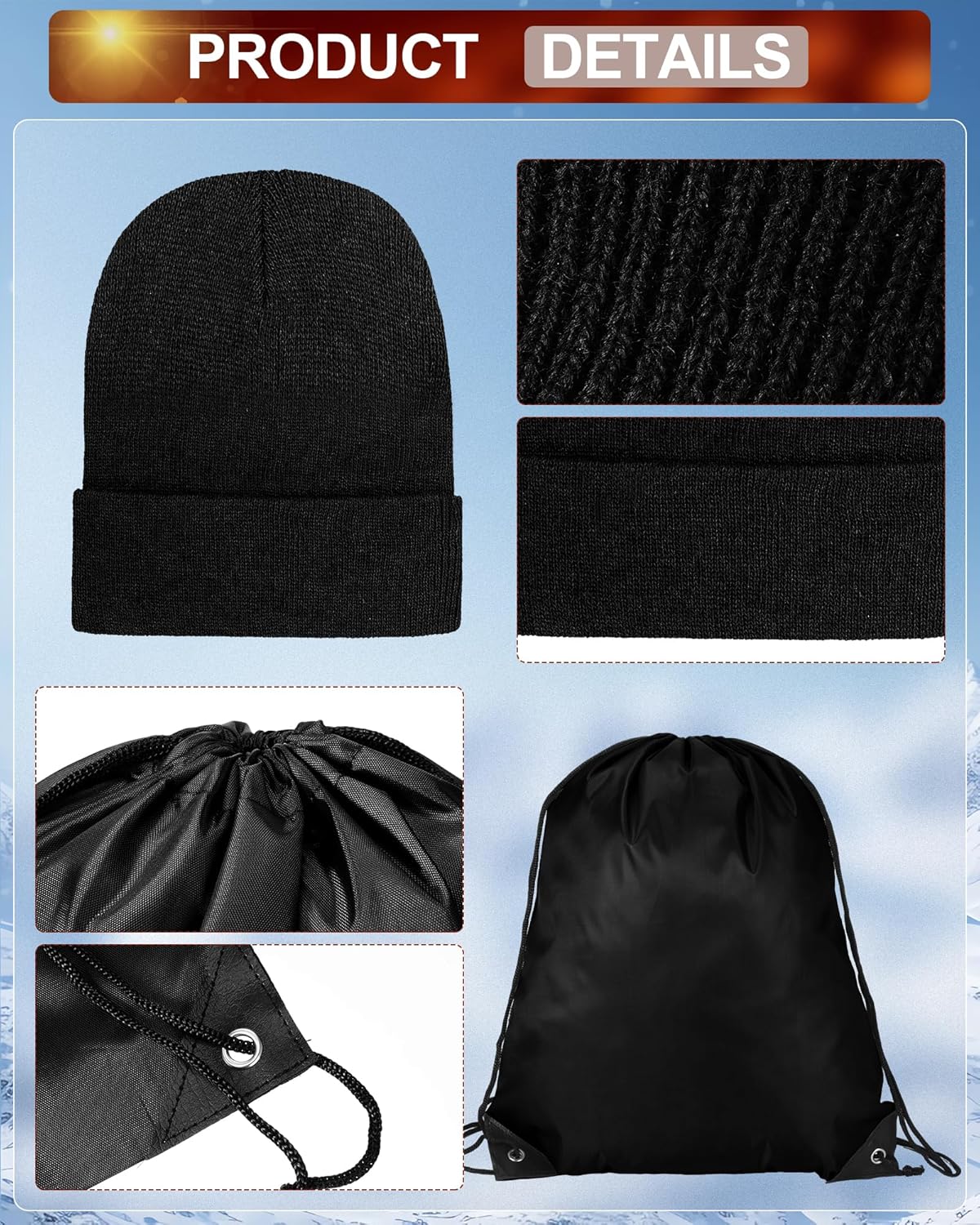 Suhine 72 Pcs Homeless Care Package Bulk Unisex Winter Gloves Beanie Hats Scarves Socks Coral Fleece Blankets Drawstring Bags