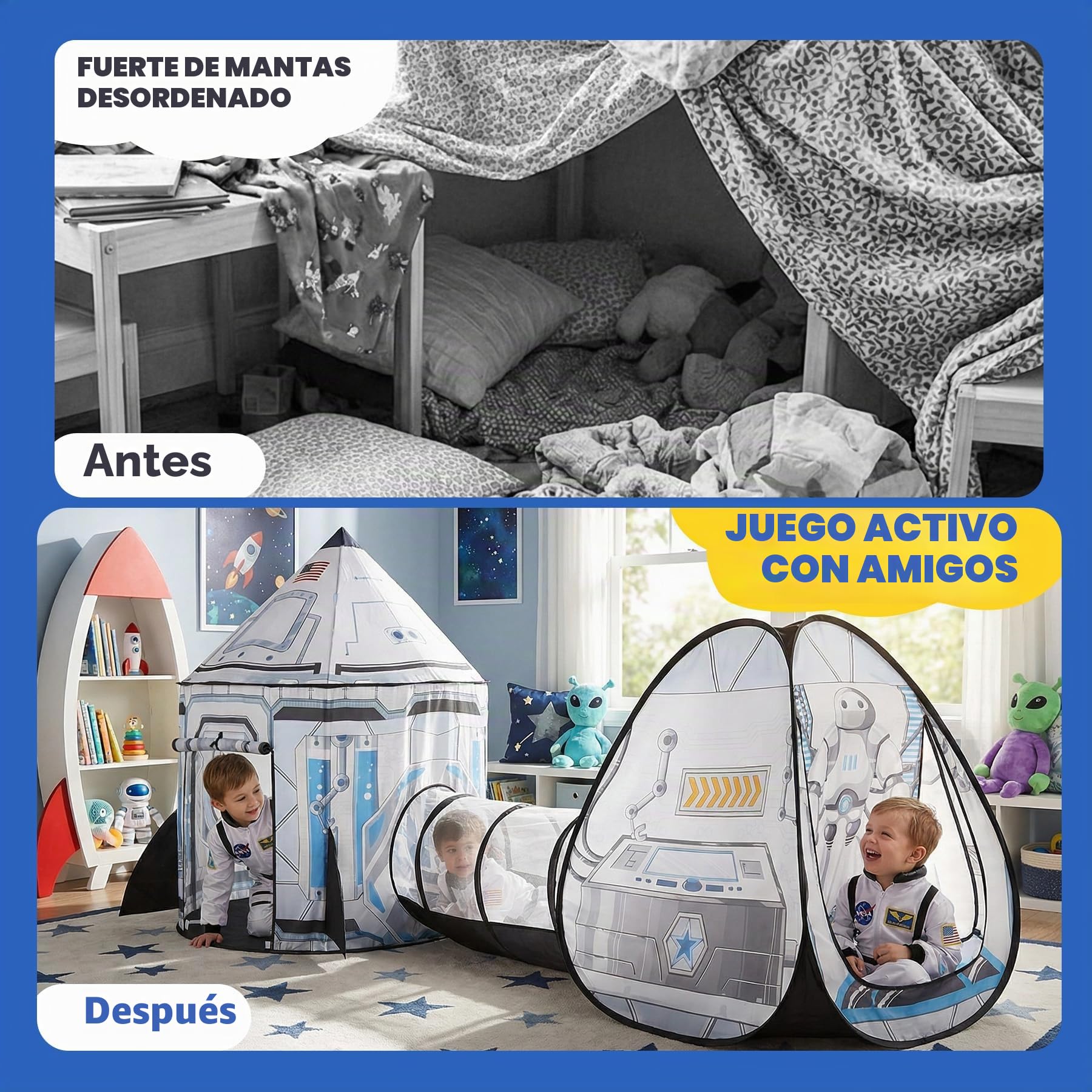SISTICKER Tienda de campaña para niños con túnel, 3 en 1, con Piscina de Bolas para niños, Incluye Bolsa de Almacenamiento (sin Pelotas)