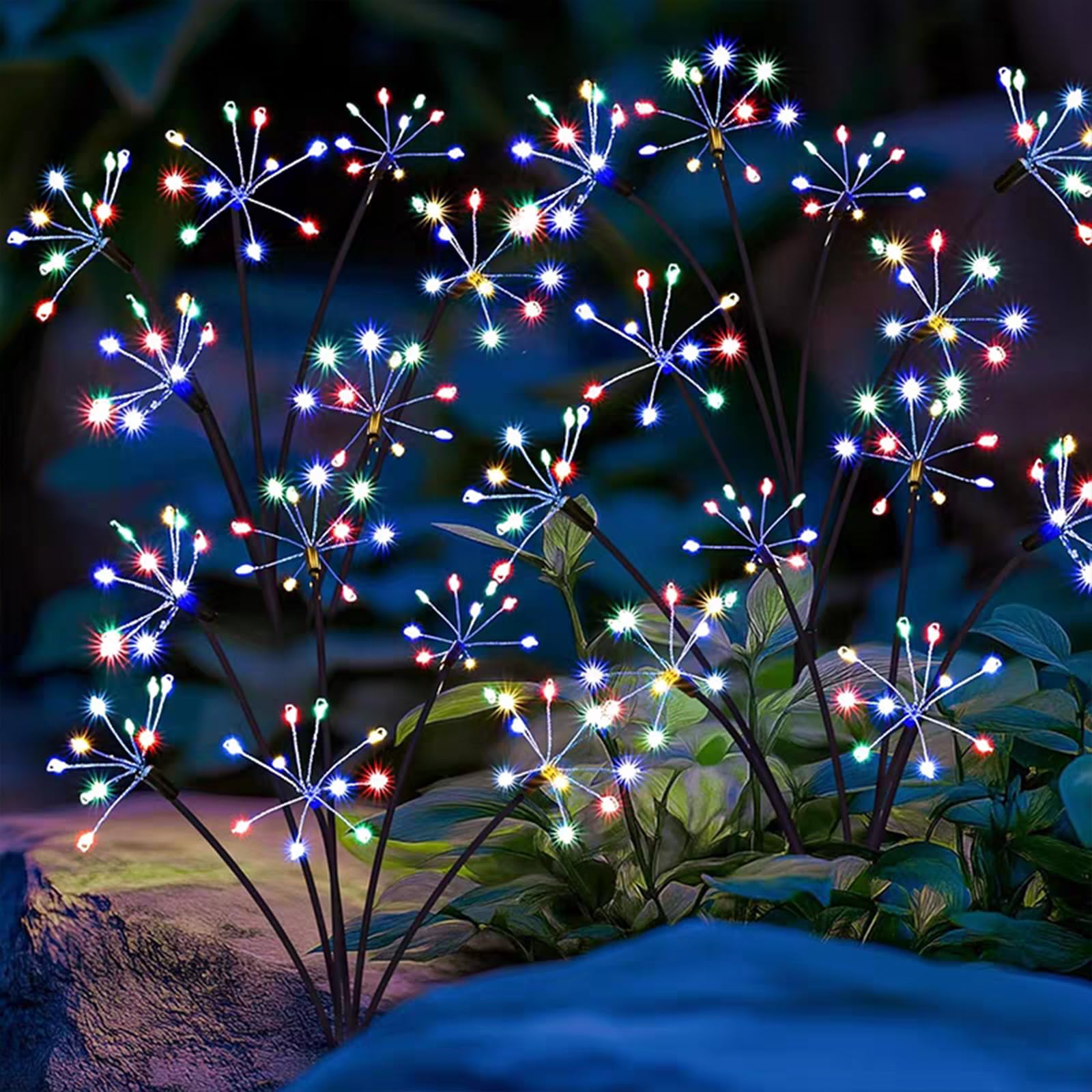 Aerlife ソーラーライト 屋外 防水 ガーデンライト 花火の型 多彩な光 LEDライト 電球色 埋め込み 4個セット 自動点灯/消灯 雰囲気 明るい おしゃれ 装飾灯 風に揺れる ソーラー ledホタル かわいい 照明 通路 芝生 庭 花壇などに適用 日本語説明書付 (【 1モード 】多彩なライト)