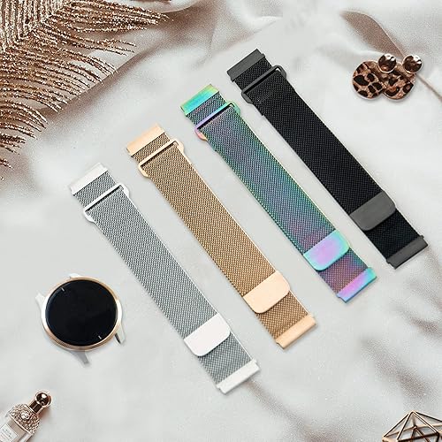 Miniatura 4 de Bolesi Correa de reloj compatible con Garmin Vivoactive 5Venu SqVenu 2 Plus, correa de repuesto de acero inoxidable tejida de 0.787 pulgadas, banda