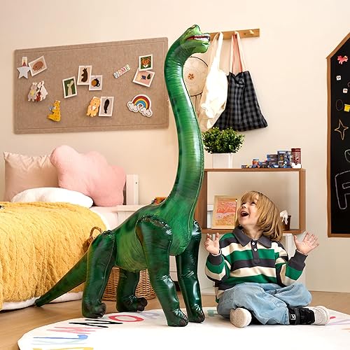Miniatura 6 de JOYIN - Juguete inflable de dinosaurio Brachiosaurus de 122 cm/48 pulgadas para decoración de fiestas de piscina, regalo de fiesta de cumpleaños,