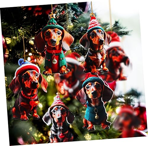 Miniatura 2 de VANZACK 10 piezas de perro salchicha colgante de perro salchicha ornamento colgante adornos árbol de Navidad salchicha decoración perro adorno árbol