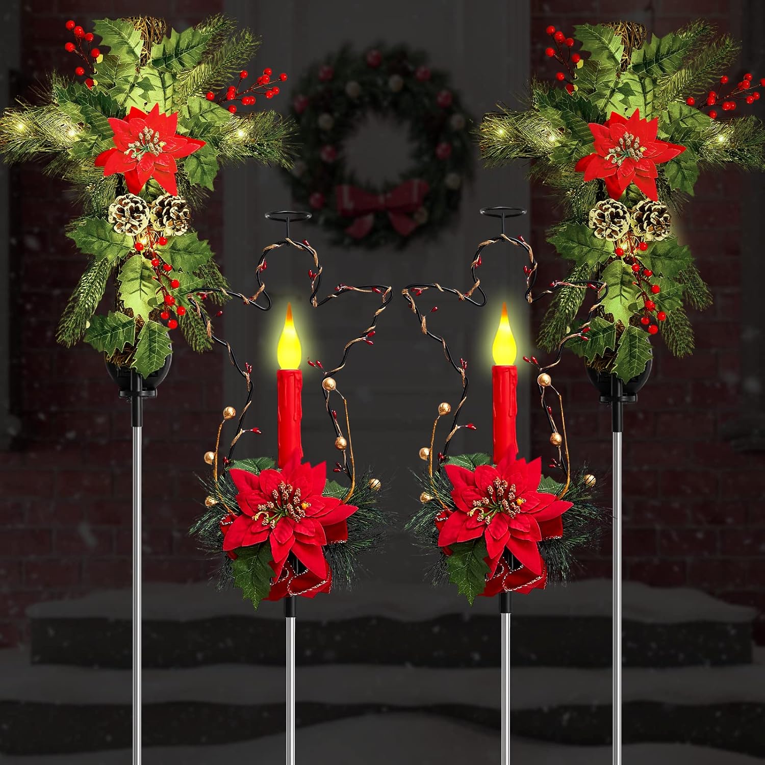 4 Pcs Solar Outdoor Christmas Decoration Cemetery