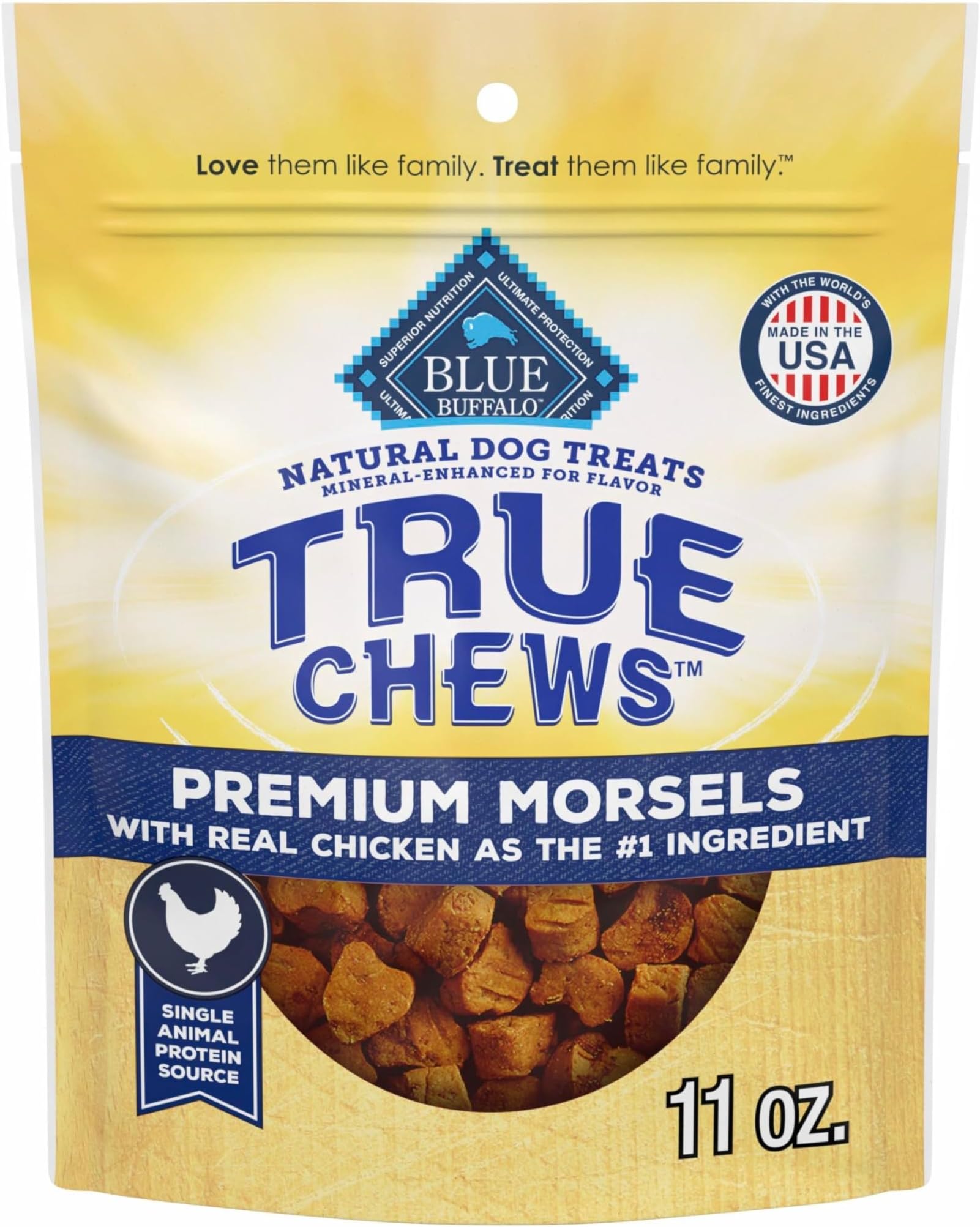 True Chews Premium Morsels Natural Dog Treats, Chicken 11 oz Bag