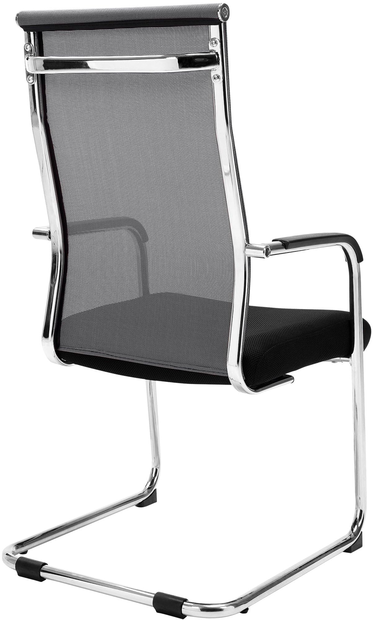 CLP Sedia Cantilever Con Braccioli Brenda I Sedia Sbalzo In Rete E Metallo I Sedia Ospiti Conferenze Imbottita I Sedia Ufficio Max Carico 110 KG, Colore:grigio