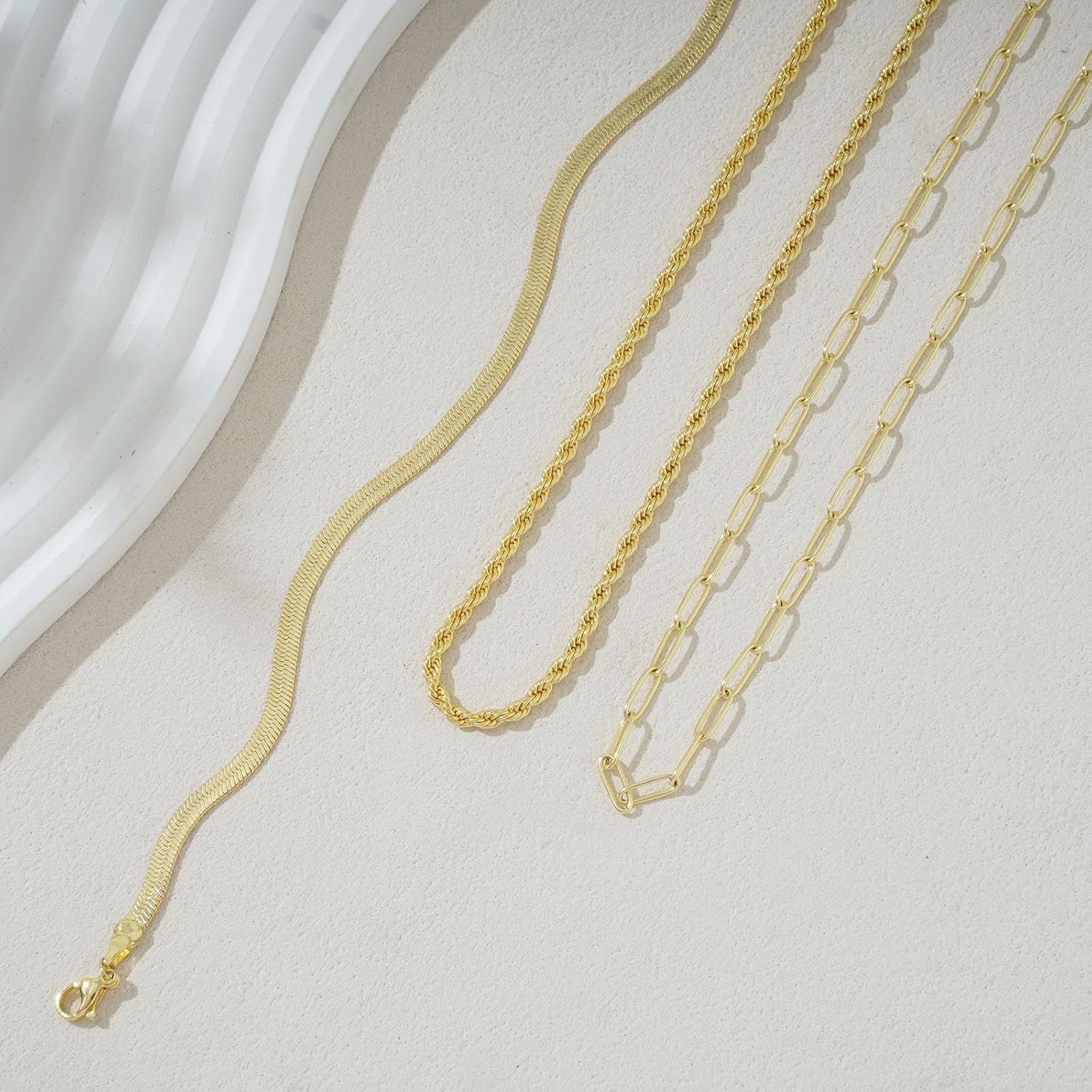 Layered Gold Necklace for Women Dainty 14K Gold/Silver Plated Stacked Necklace for Women Trendy Cuban Paperclip Herringbone Chain Diamond Pendant Necklaces Jewelry Set Accessories Gift - Image 4