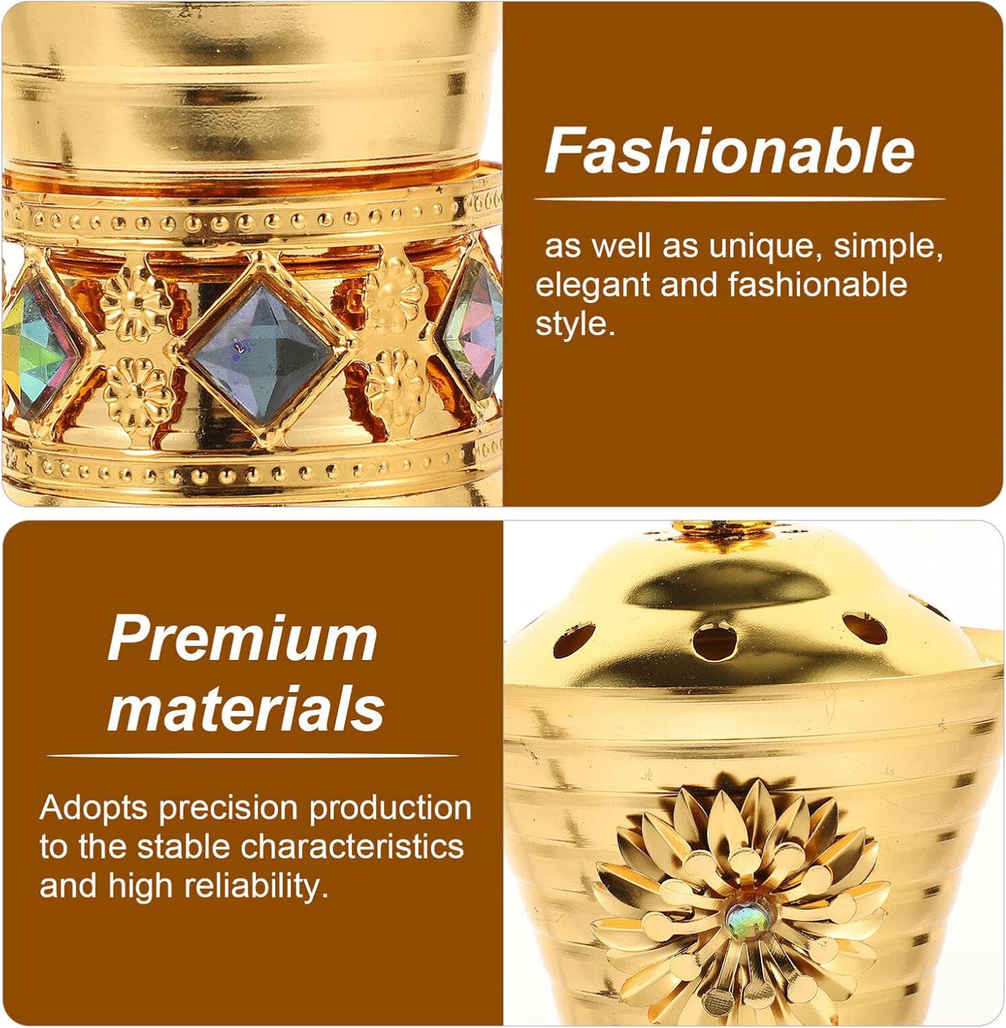 EXCEART Electric Incense Burner 8.26 Inch Metal Censer for Home Aromatherapy Spa Relaxation Decorative Incense Holder with Us Plug
