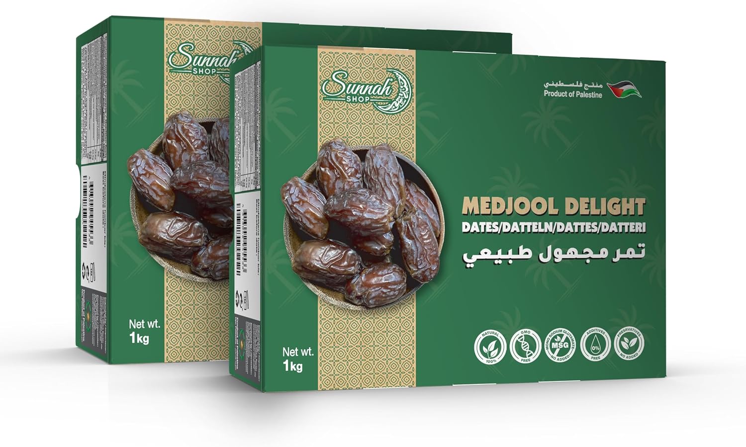 Sunnah Shop Jumbo Medjool daktyle z Palestyny 2 x 1 kg Medjoul Daty Delight daktyle królewskie świeże zbiory wyjątkowy smak karmelu 100 naturalny bez dodatków