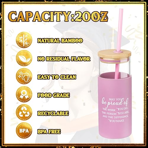 Miniatura 3 de 6 piezas de 20 onzas, regalos de agradecimiento a los empleados, regalos de agradecimiento para mujeres y hombres, vaso de vidrio inspirador con