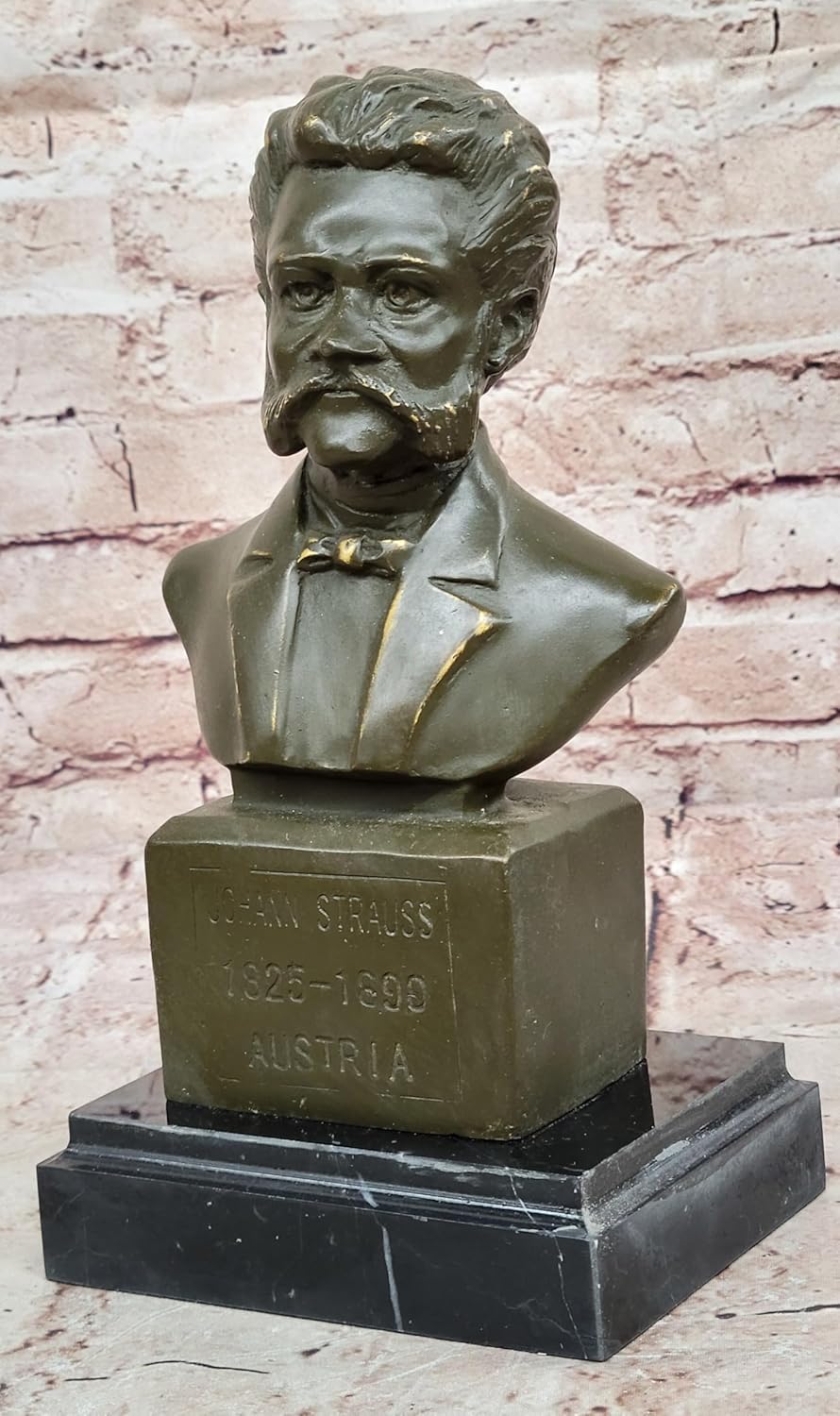 Hand Cast Bronze Sculpture Statue of Austrian Composer Johann Strauss Bust Art Figurine Decor Artwork Statue by Finery Bronze