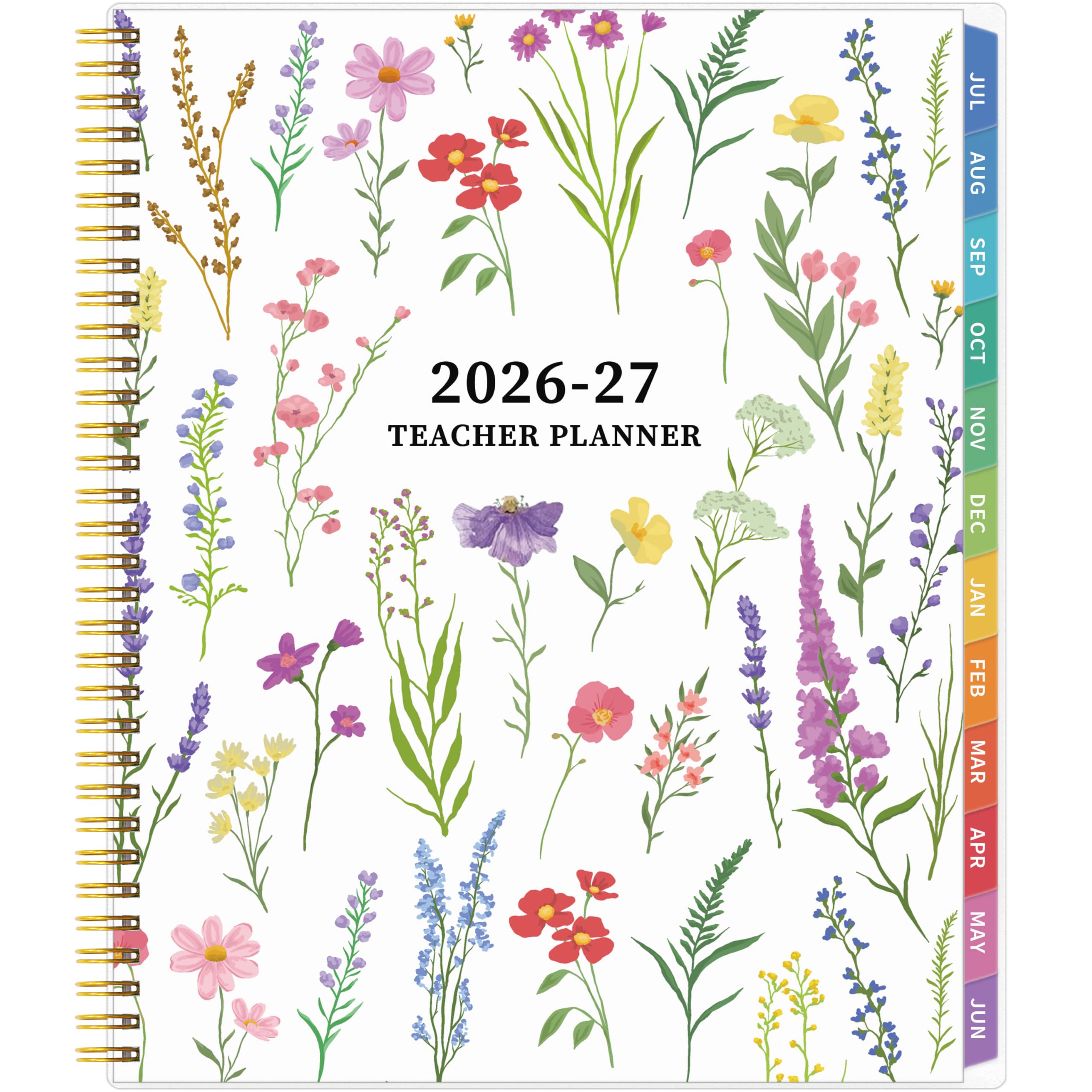 Lehrerplaner 2026–2027, Lehrerplaner für das akademische Jahr, Juli 2026–Juni 2027, Unterrichtsplaner 2026–2027, Homeschool Planbuch, 21,6 x 27,9 cm mit Registerkarten und Tasche, flexibler Einband