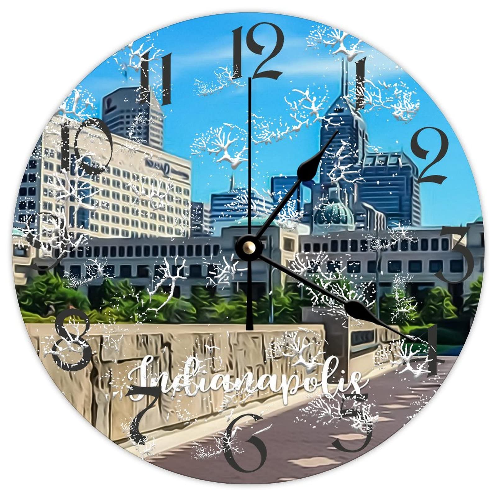Horloge murale ronde en bois Indianapolis rétro silencieuse 38 cm