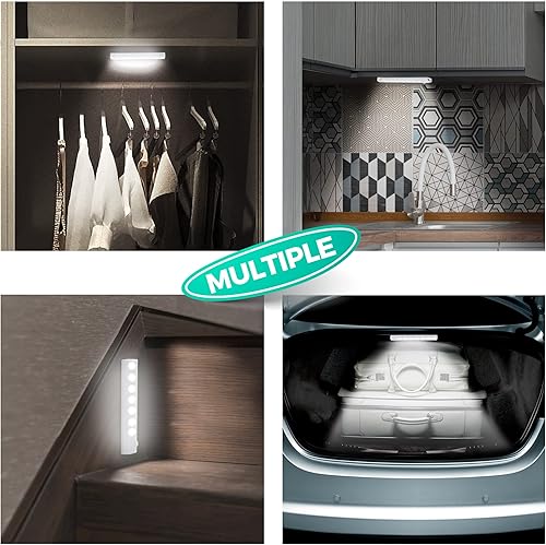 Miniatura 4 de JXJMEI Luces para debajo del gabinete, sensor de movimiento USB-C recargable LED para armario, luz magnética ultrafina que funciona con pilas para