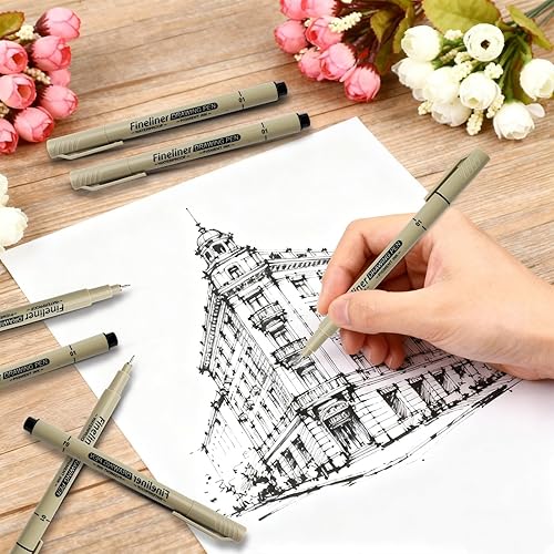 Miniatura 4 de Paquete de 6 bolígrafos de escritura de punta extrafina  Bolígrafo de micrón ultrafino de 0.010 in  No se corre la punta de microlínea  Marcadores