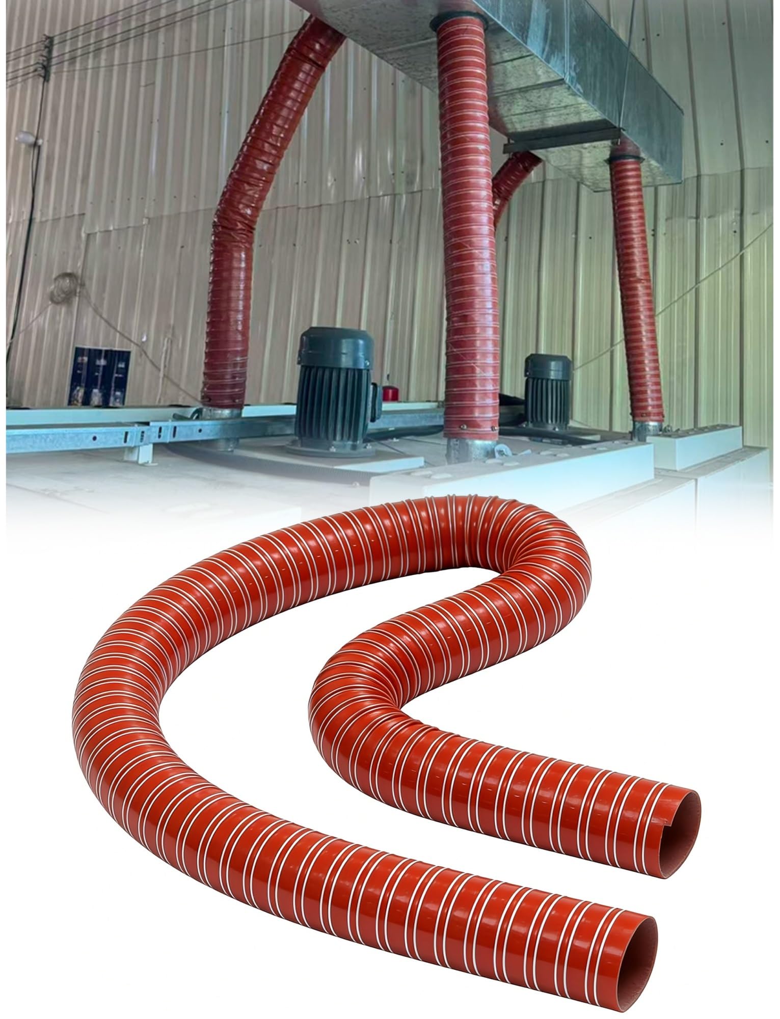Lyvqzpwlr 8.9Cm/3.50In Steel Wire Silicone Fiberglass Flexible Duct