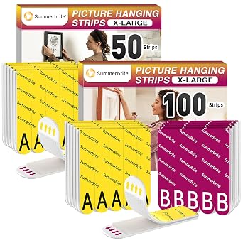 Picture Hanging Strips Heavy Duty XL, 75Pairs A+B Hook and Loop Picture Hangers,Removable Damage Free Hanging Poster Hangers,Adhesive Tape Wall Strips, X-Large Poster Hanger Hanging Strips