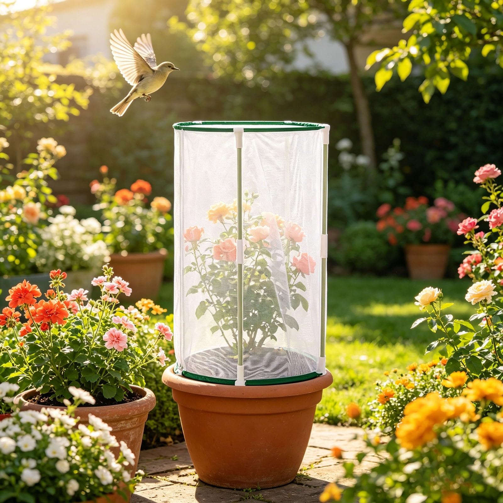 Cubiertas para plantas de jardín – Jaula de red protectora al aire libre para verduras, frutas, arbustos y proyectos científicos – ideal para protección de patio y césped contra pájaros