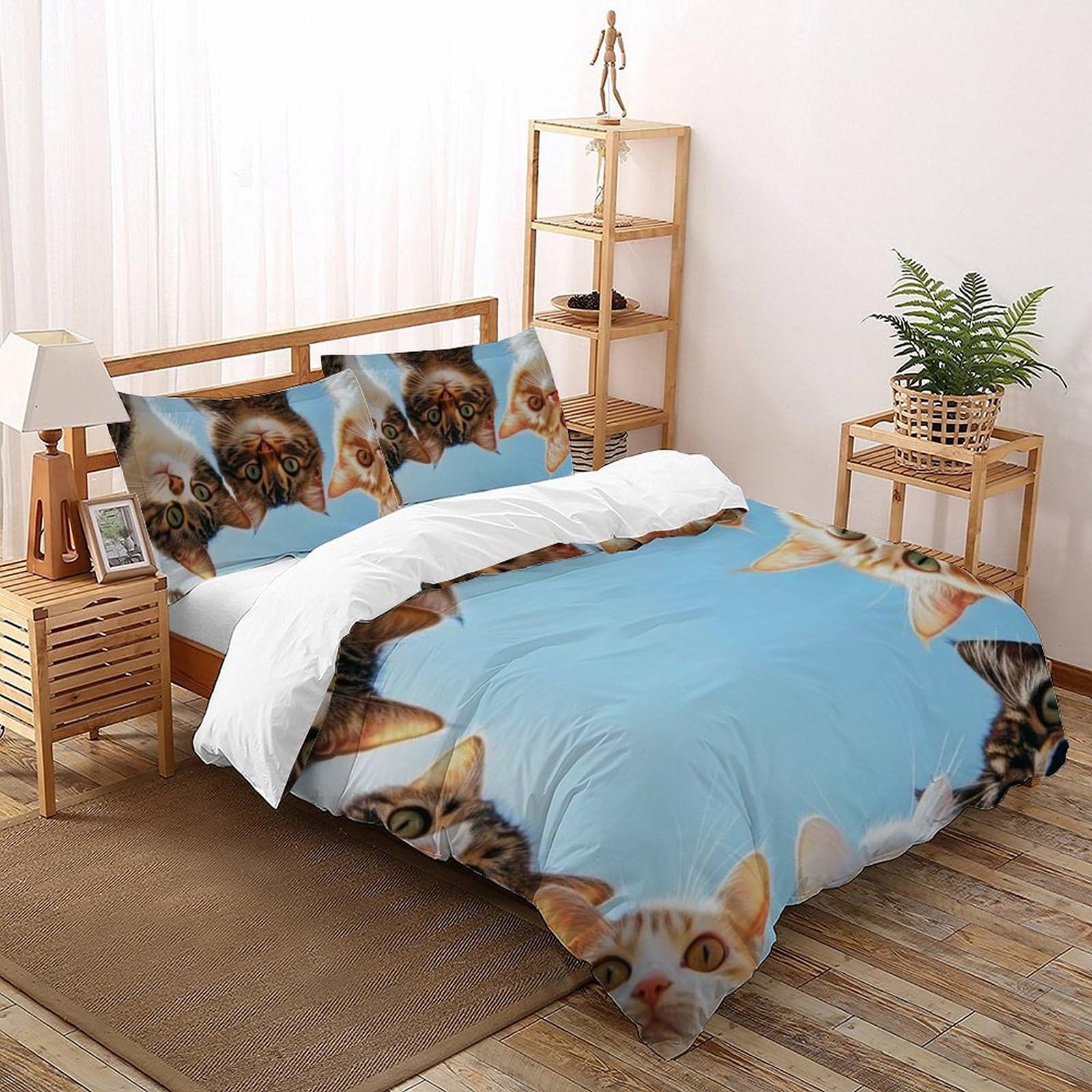 Parure de lit chaton 200x200 housse de couette animaux 3D fille