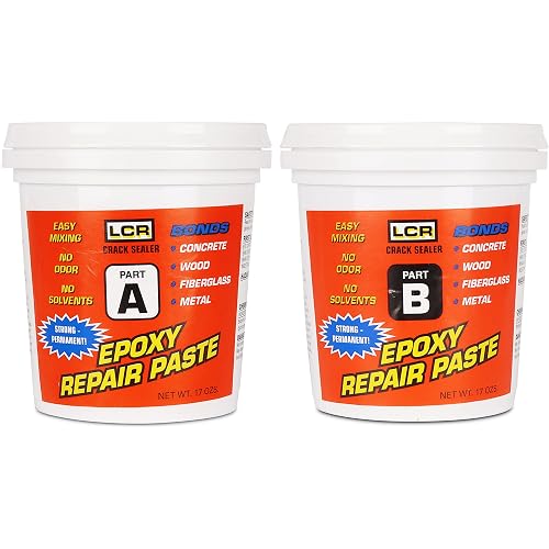 Polygem LCR Crack Sealer and Paste for Concrete Wall Leak Repair - High Strength 2 Component System Works on Concrete, Wood, Fiberglass, Metal, Plastic, Glass, and More