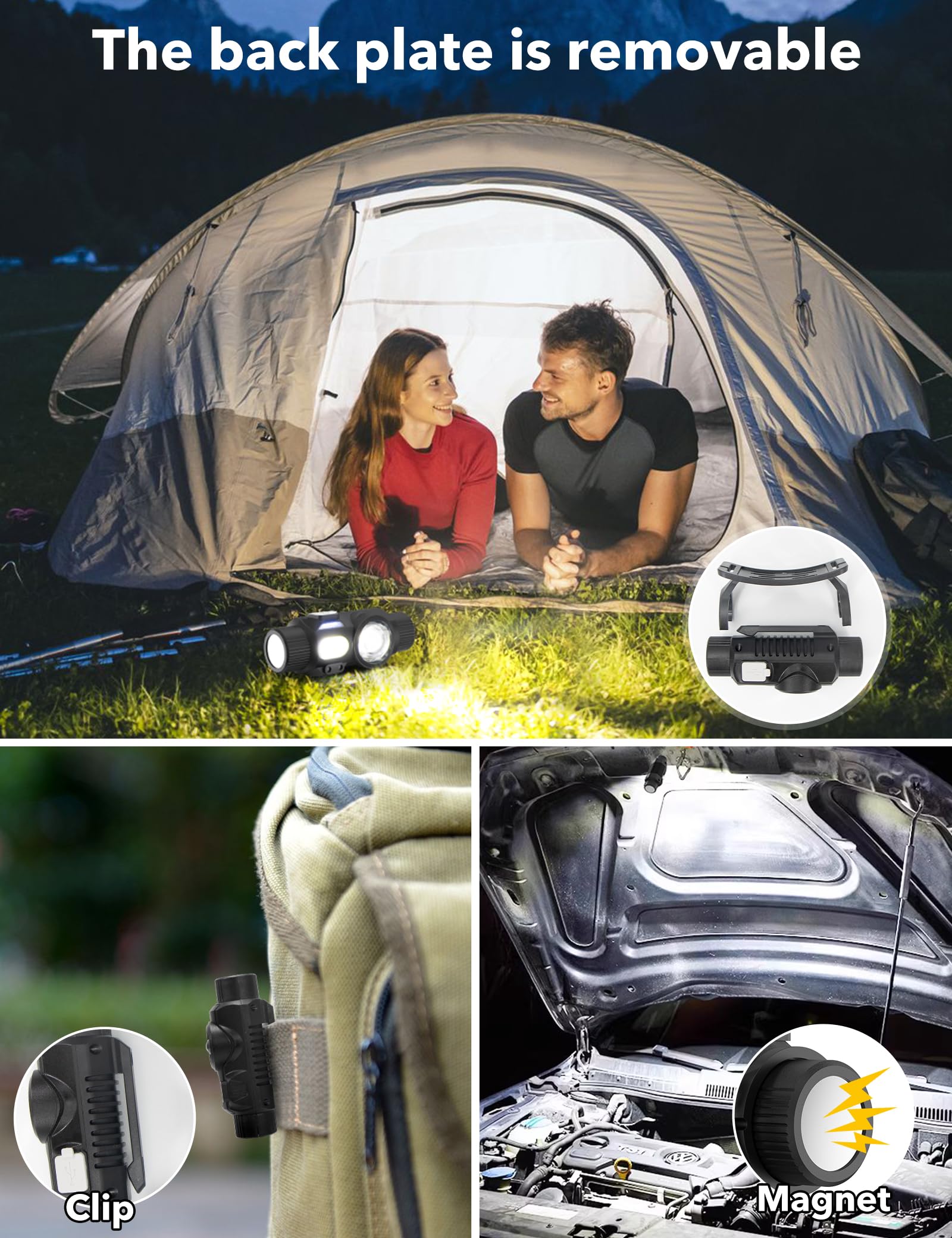 2 Torce Da Testa Lsnisni Ricaricabili USB-C - 9 LED, 2000 Lumen, 6 Modalità, Impermeabili IPX5 - Per Campeggio E Sport - Foto 9