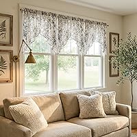 Vista 2 de jinchan Cenefa con estampado floral para ventanas de 36 pulgadas de largo, cenefas de cocina de lino para filtrar la luz campestre, tratamiento