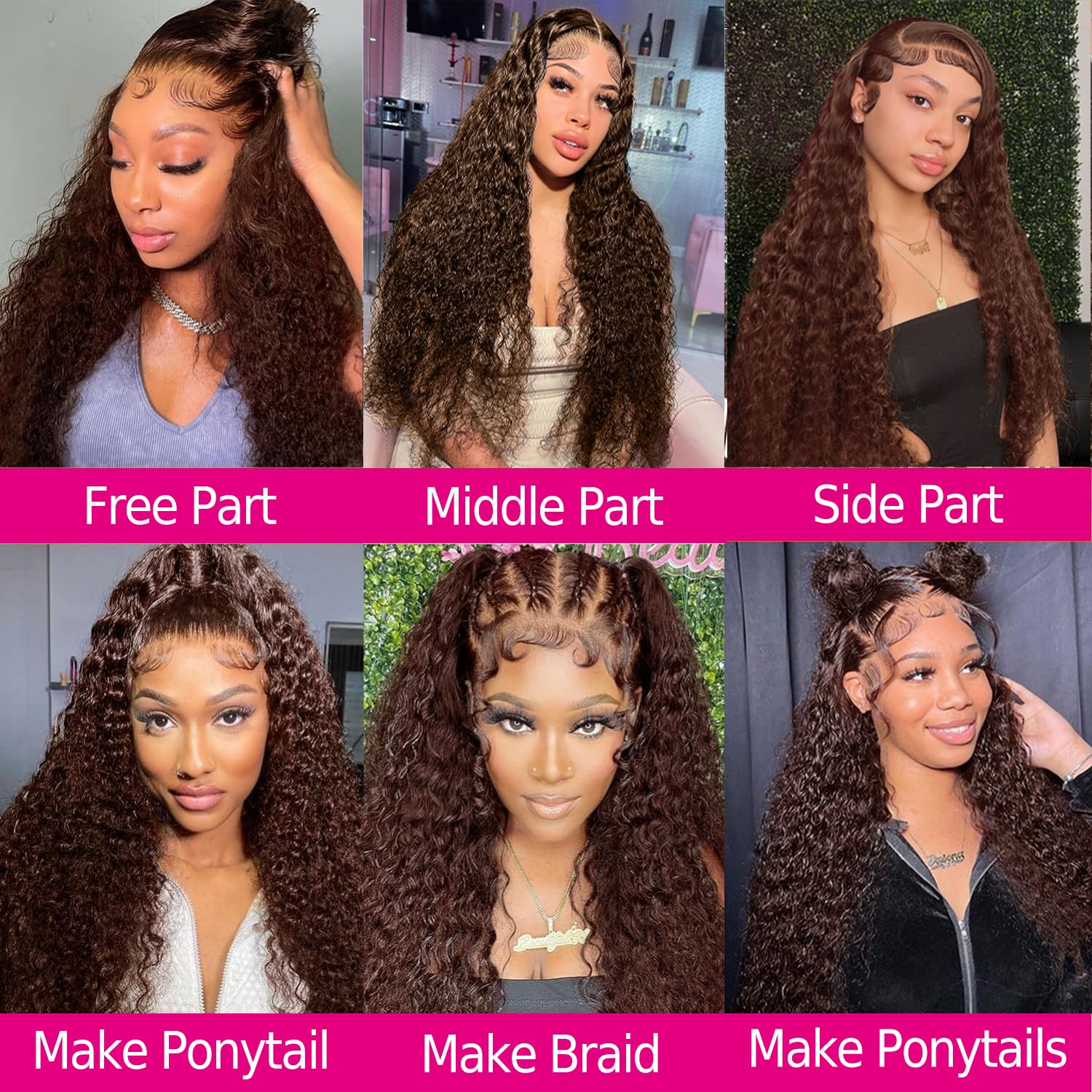 250% Density 13x6 Chocolate Brown Deep Wave HD Lace Front Wigs Human Hair for Women Glueless Brown Deep Curly Lace Frontal Wigs Brazilian Virgin Human Hair Wigs Pre Plucked with Baby Hair(#4 ,22Inch)