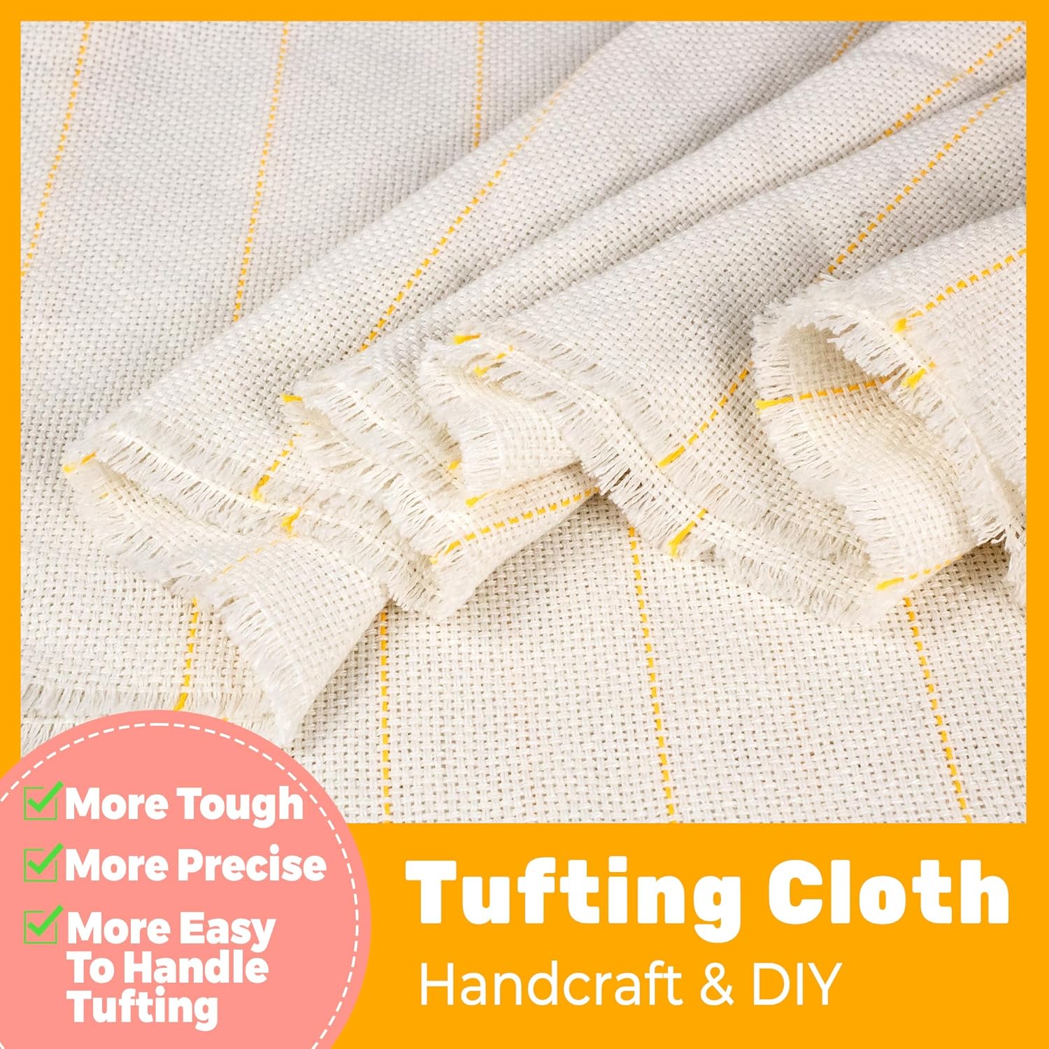 80” x 80” Large Tufting Cloth for Tufting Gun, Primary Tufting Cloth with Marked Lines, Durable Monks Cloth for Punch Needle, Edges Sewn for DIY Crafts